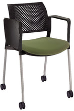 Cargar imagen en el visor de la galería, Silla KYOS con paleta asiento tapizado y respaldo en polipropileno base pintada y ruedas