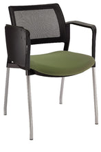 Cargar imagen en el visor de la galería, Silla KYOS con paleta respaldo malla y asiento tapizado base pintada con  brazos