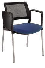 Cargar imagen en el visor de la galería, Silla KYOS con paleta respaldo malla y asiento tapizado base pintada con  brazos