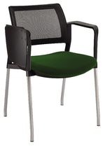 Cargar imagen en el visor de la galería, Silla KYOS con paleta respaldo malla y asiento tapizado base pintada con  brazos