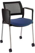 Cargar imagen en el visor de la galería, Silla KYOS con paleta respaldo malla y asiento tapizado base pintada con  brazos y rodajas