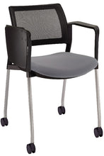 Cargar imagen en el visor de la galería, Silla KYOS con paleta respaldo malla y asiento tapizado base pintada con  brazos y rodajas