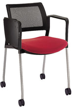 Cargar imagen en el visor de la galería, Silla KYOS con paleta respaldo malla y asiento tapizado base pintada con  brazos y rodajas