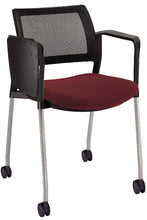 Cargar imagen en el visor de la galería, Silla KYOS con paleta respaldo malla y asiento tapizado base pintada con  brazos y rodajas