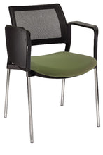Cargar imagen en el visor de la galería, Silla KYOS con paleta respaldo malla y asiento tapizado base cromada con  brazos