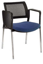 Cargar imagen en el visor de la galería, Silla KYOS con paleta respaldo malla y asiento tapizado base cromada con  brazos