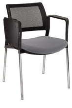 Cargar imagen en el visor de la galería, Silla KYOS con paleta respaldo malla y asiento tapizado base cromada con  brazos
