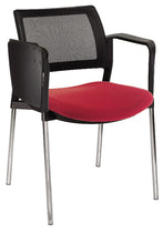 Cargar imagen en el visor de la galería, Silla KYOS con paleta respaldo malla y asiento tapizado base cromada con  brazos