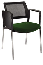Cargar imagen en el visor de la galería, Silla KYOS con paleta respaldo malla y asiento tapizado base cromada con  brazos