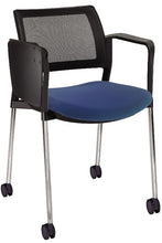 Cargar imagen en el visor de la galería, Silla KYOS con paleta respaldo malla y asiento tapizado base cromada con  brazos y rodajas