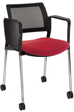 Cargar imagen en el visor de la galería, Silla KYOS con paleta respaldo malla y asiento tapizado base cromada con  brazos y rodajas