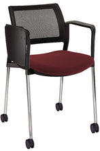 Cargar imagen en el visor de la galería, Silla KYOS con paleta respaldo malla y asiento tapizado base cromada con  brazos y rodajas