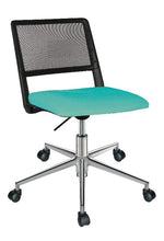 Cargar imagen en el visor de la galería, Silla REVOLUTION, Base en aluminio, Respaldo en polipropileno negro y malla color negro, Asiento en tela o viníl