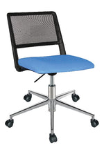 Cargar imagen en el visor de la galería, Silla REVOLUTION, Base en aluminio, Respaldo en polipropileno negro y malla color negro, Asiento en tela o viníl