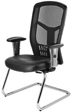 Cargar imagen en el visor de la galería, Sillón RP-4605 Visitante en Malla Tapizado en Piel Trineo Cromado