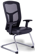 Cargar imagen en el visor de la galería, Sillón RP-4605 Visitante en Malla Tapizado en Piel Trineo Cromado