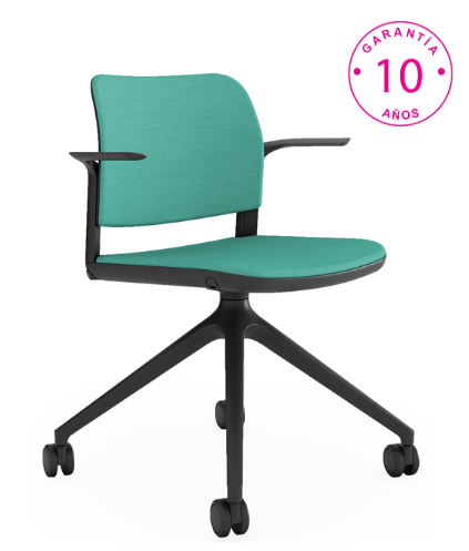 Silla Ciao tapizada con brazos y ruedas