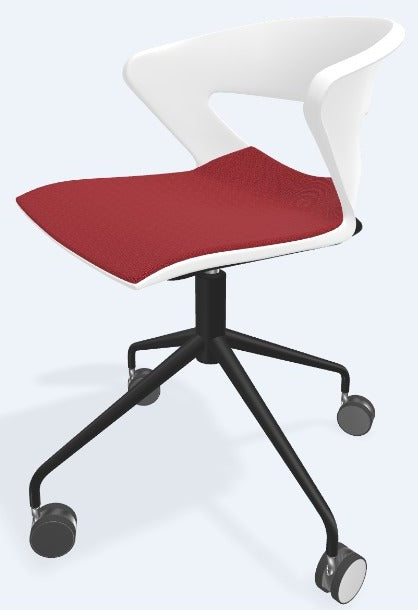 Silla KICCA con rodajas ASIENTO TAPIZADO