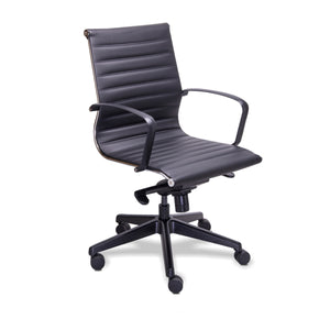 Sillón RE-1751N Retro Respaldo Bajo, brazos y estrella de aluminio pintados en negro