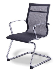 Silla RE-1765 Retro Respaldo Bajo Visitante (Tapizada en Red Negra).