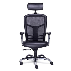 Sillón RP4600 Ejecutivo en Malla Con Cabecera Tapizado en Piel Accesorios en Aluminio