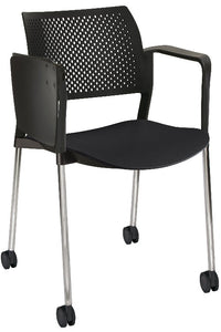 Silla KYOS POLIPROPILENO con paleta base cromada y ruedas