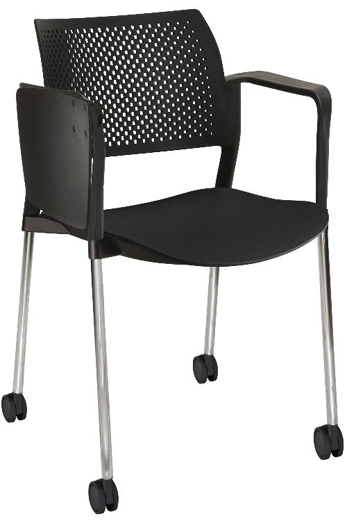 Silla KYOS POLIPROPILENO con paleta base cromada y ruedas