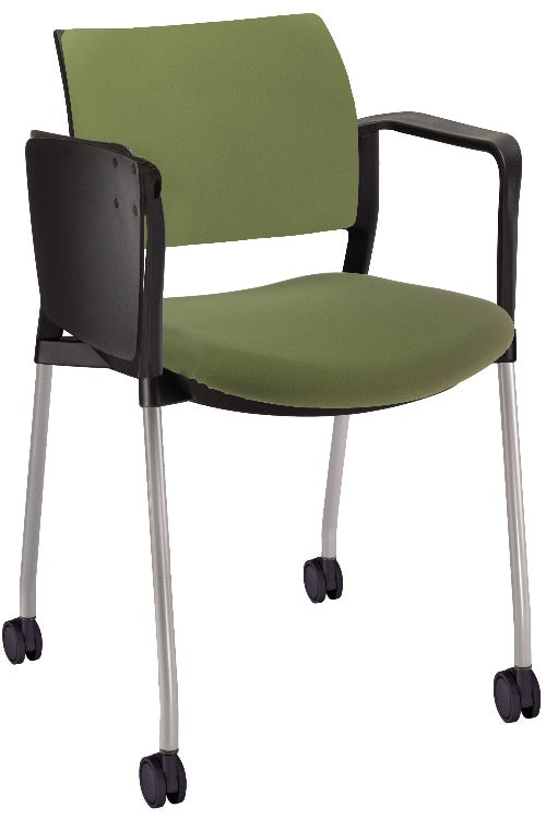 Silla KYOS TAPIZADA con paleta base pintada y rodajas
