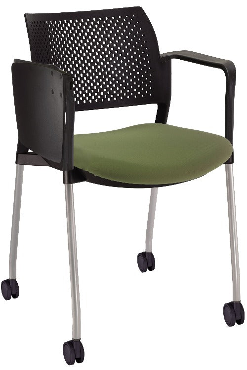 Silla KYOS con paleta asiento tapizado y respaldo en polipropileno base pintada y ruedas
