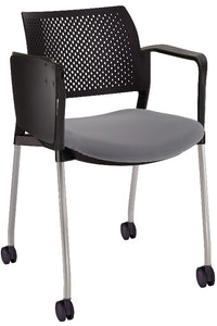Silla KYOS con paleta asiento tapizado y respaldo en polipropileno base pintada y ruedas
