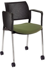 Cargar imagen en el visor de la galería, Silla KYOS con paleta asiento tapizado y respaldo en polipropileno base cromada y ruedas
