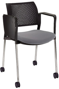 Silla KYOS con paleta asiento tapizado y respaldo en polipropileno base cromada y ruedas