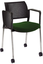 Cargar imagen en el visor de la galería, Silla KYOS con paleta asiento tapizado y respaldo en polipropileno base cromada y ruedas
