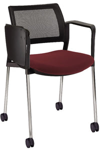Silla KYOS con paleta respaldo malla y asiento tapizado base cromada con  brazos y rodajas