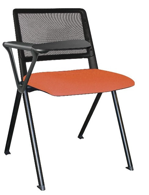 Silla REVOLUTION asiento tapizado con paleta y respaldo en malla base pintada