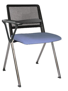 Silla REVOLUTION asiento tapizado con paleta  y respaldo en malla base cromada