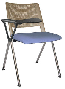 Silla REVOLUTION con paleta,  asiento tapizado y respaldo en polipropileno base cromada