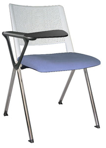 Silla REVOLUTION con paleta,  asiento tapizado y respaldo en polipropileno base cromada