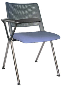Silla REVOLUTION con paleta,  asiento tapizado y respaldo en polipropileno base cromada
