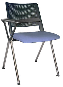 Silla REVOLUTION con paleta,  asiento tapizado y respaldo en polipropileno base cromada