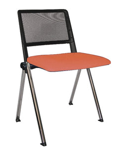 Silla Fija REVOLUTION Respaldo Malla Asiento Tapizado Base Cromada