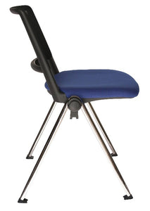 Silla Fija REVOLUTION Respaldo Malla Asiento Tapizado Base Cromada