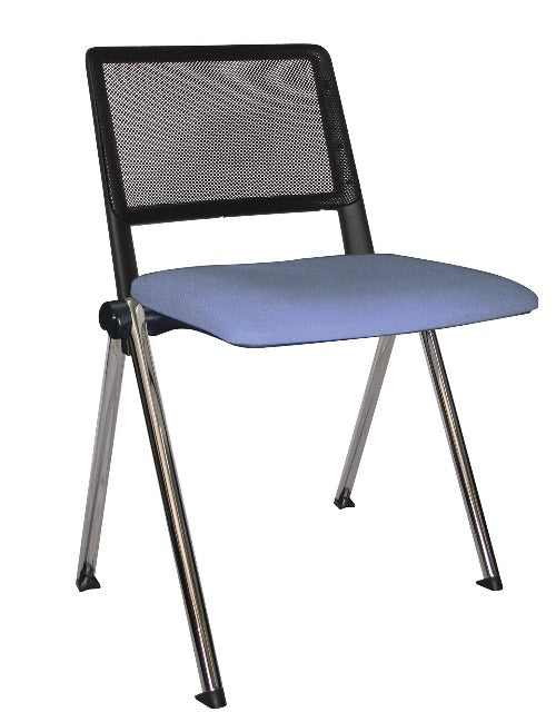 Silla Fija REVOLUTION Respaldo Malla Asiento Tapizado Base Cromada