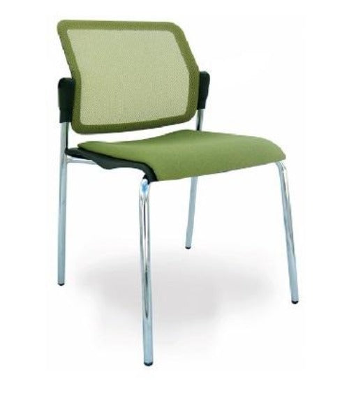 Silla ARETA Fija Respaldo en Malla Asiento Tapizado pata Cromo