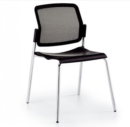 Silla ARETA Fija Respaldo en Malla patas Cromo