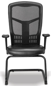 Sillón RP-4505 Visitante en Malla  Tapizado en Piel base negra